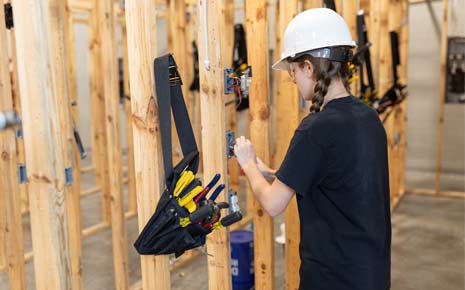 Female student working hands-on