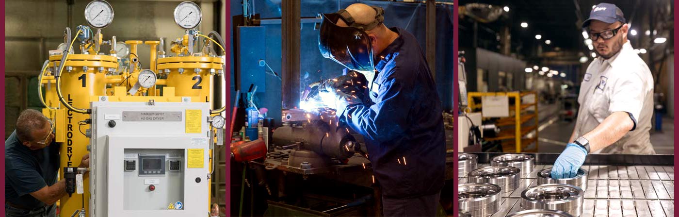 The workforce in Richmond, KY, checking equipment, welding, and inspecting products on the assembly line